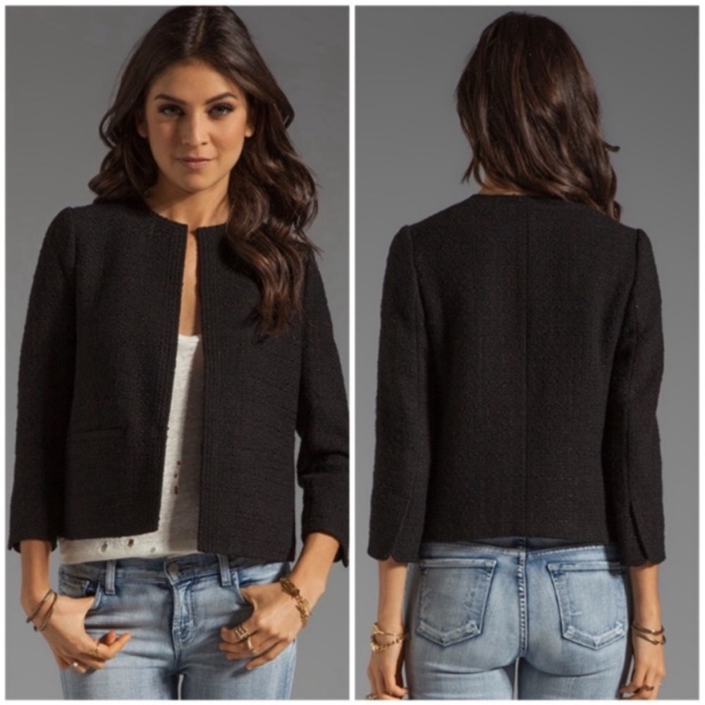 Vince Black Boucle Tweed Blazer
